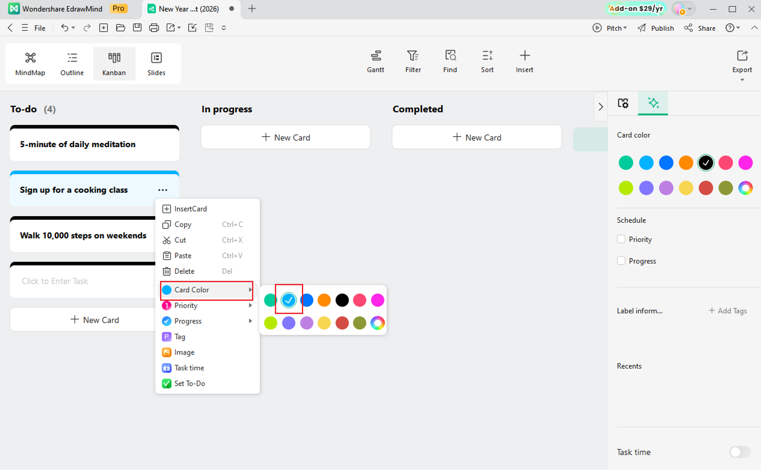 Paramètres détaillés de la carte